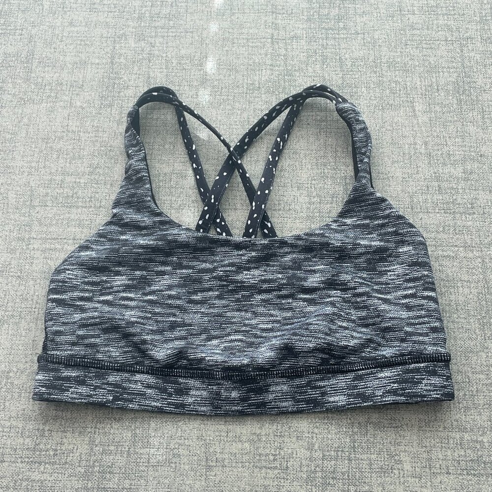 Lululemon Energy Bra Dramatic Static White Black Size 4 with Size Dot